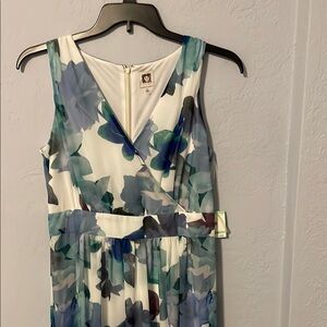 NWT Anne Klein Floral Blue and White Dress